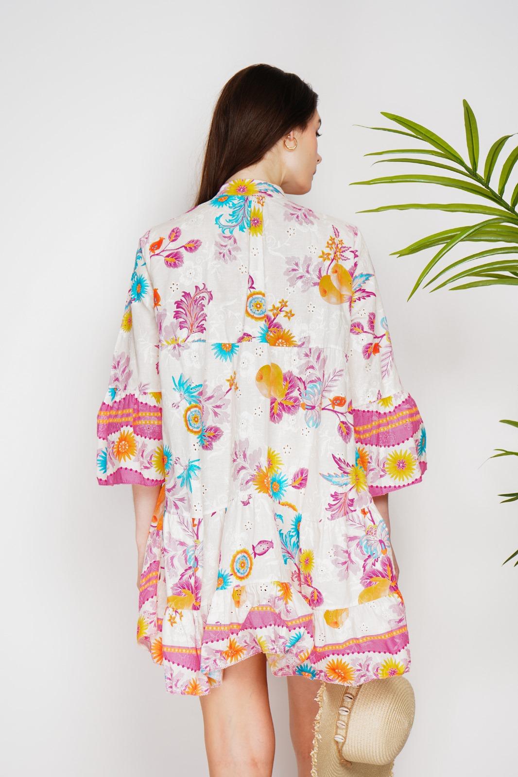 FLORAL PRINT BELL SLEEVE DRESS