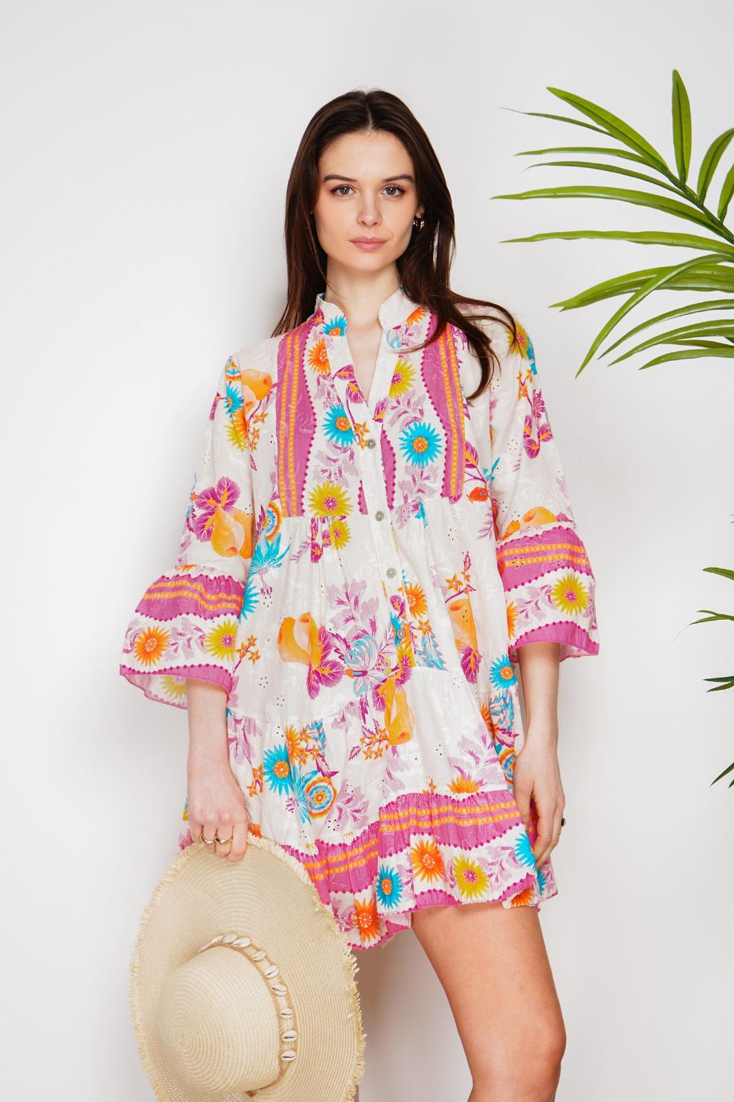 FLORAL PRINT BELL SLEEVE DRESS