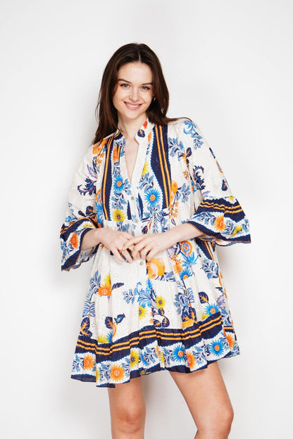 FLORAL PRINT BELL SLEEVE DRESS