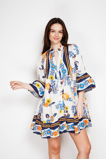 FLORAL PRINT BELL SLEEVE DRESS