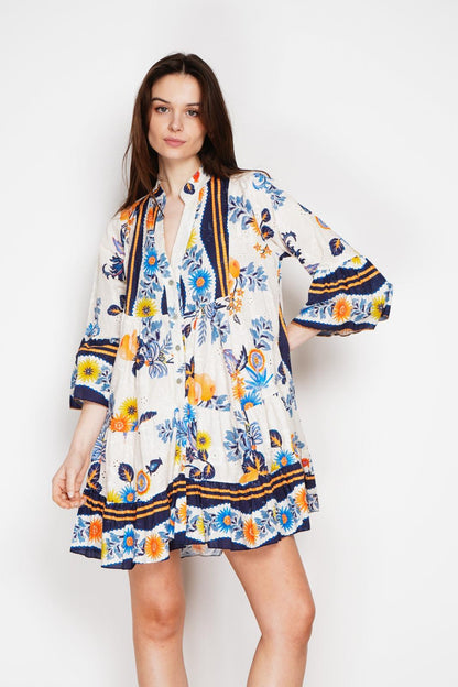 FLORAL PRINT BELL SLEEVE DRESS