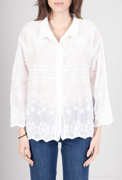 FLORAL EMBROIDERED COLLARED SHIRT [PK-2]