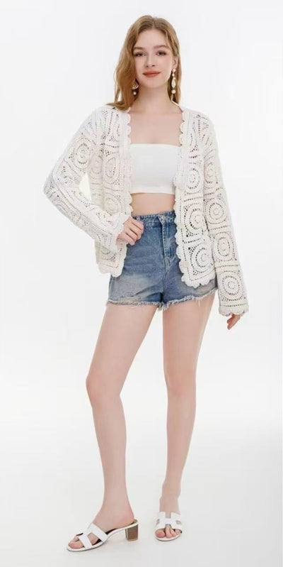 CROCHET BUTTONED CARDIGAN