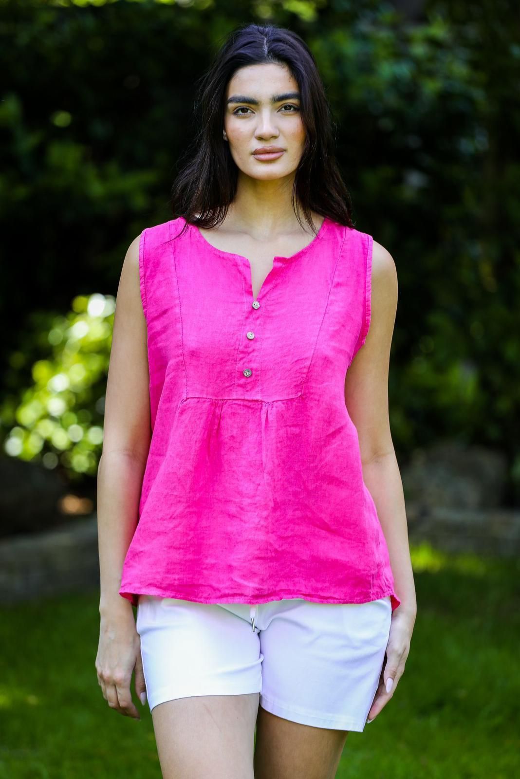 THREE BUTTON LINEN VEST