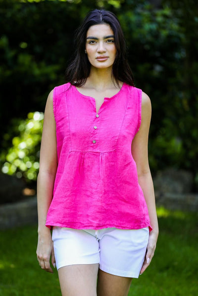 THREE BUTTON LINEN VEST