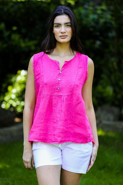 THREE BUTTON LINEN VEST