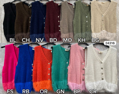 ALPACA FUR BUTTOM GILET