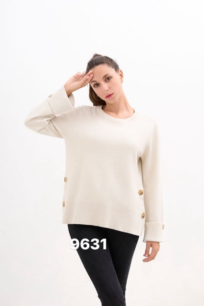 CREW NECK GOLD BUTTONS JUMPER