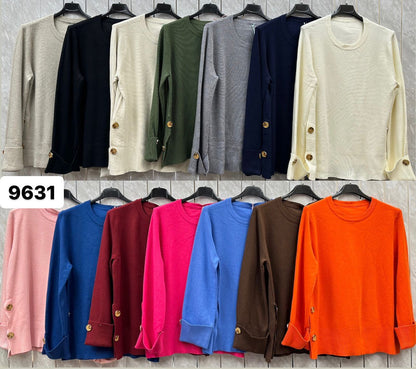 CREW NECK GOLD BUTTONS JUMPER