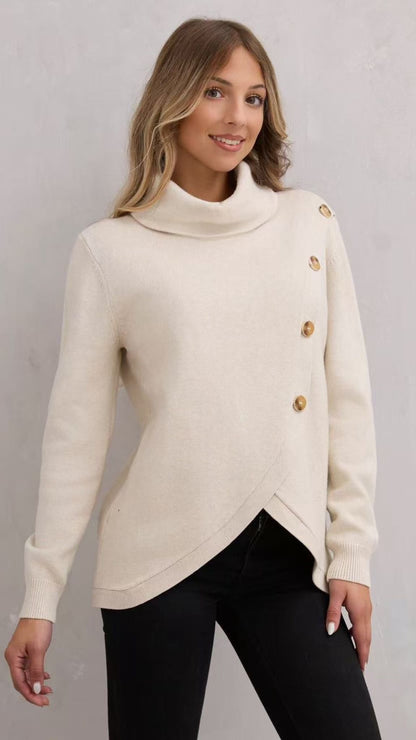 TURTLE NECK BUTTONED FRONT OPEN JUMPER