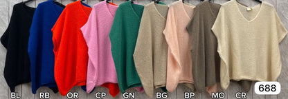 V-NECK SHORT SLEEVE MOHAIR JUMPER