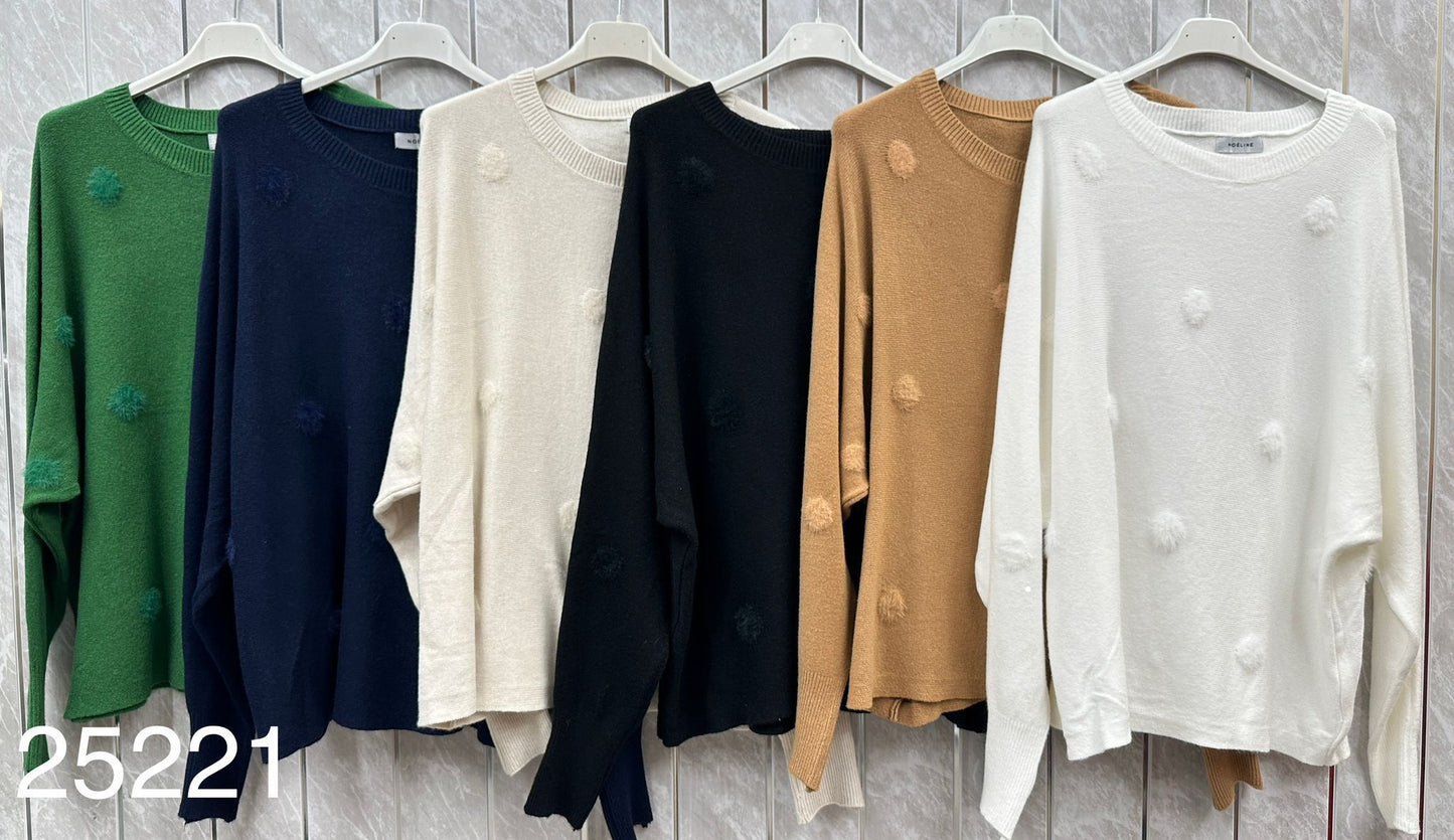 Spotty Scoop Neck Soft Knit Jumper