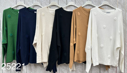 Spotty Scoop Neck Soft Knit Jumper