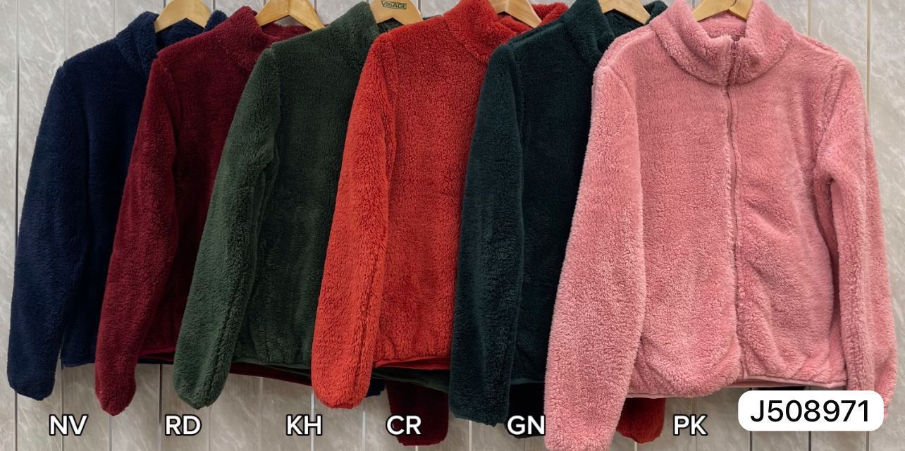 FAUX FUR HIGH NECK ZIP FRONT JACKET [8]