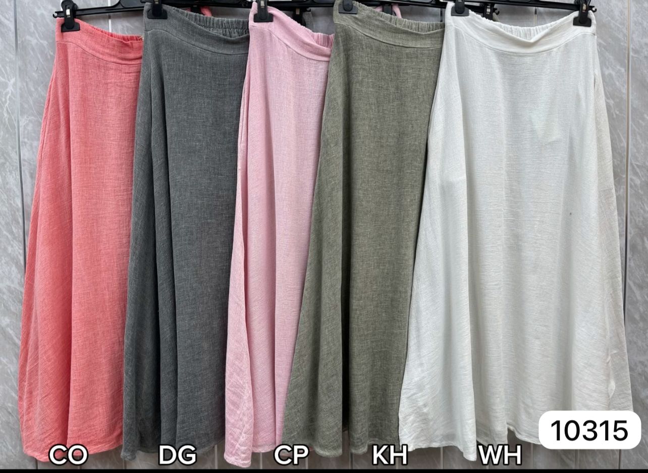 WASHED LINEN SIDE POCKETS A LINE SKIRT