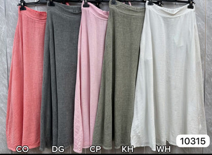 WASHED LINEN SIDE POCKETS A LINE SKIRT