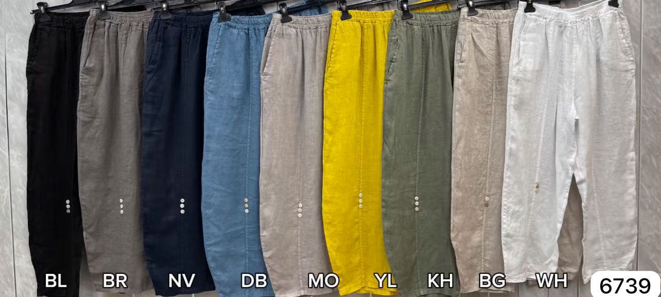 SIX BUTTON LINEN TROUSERS [PK-3]