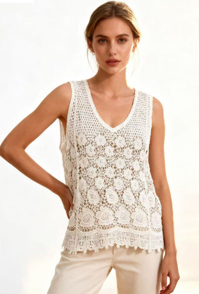 ANGLAISE CROCHET FLORAL VEST