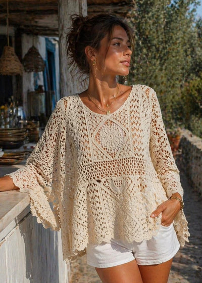 CROCHET BELL SLEEVE TOP