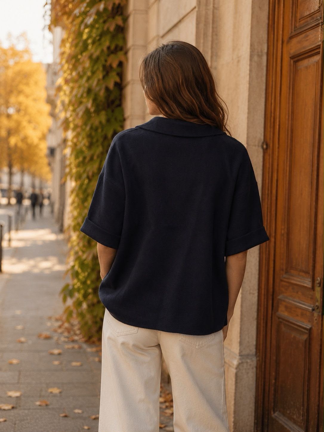 SHORT SLEEVE KNITTED COLLAR JACKET