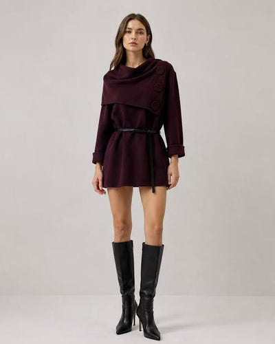 RIBBED TURTLENECK BELT JUMPER