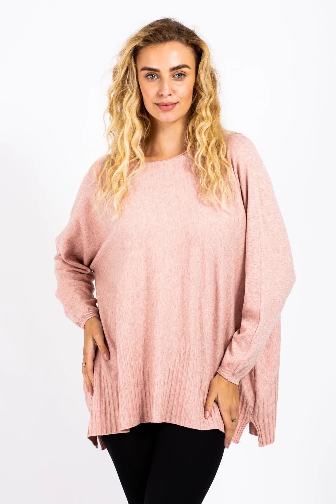 RELAXED FIT RIBBED BOTTOM JUMPER