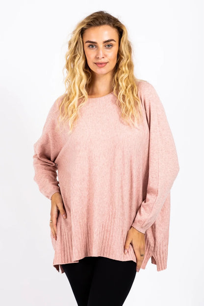 RELAXED FIT RIBBED BOTTOM JUMPER
