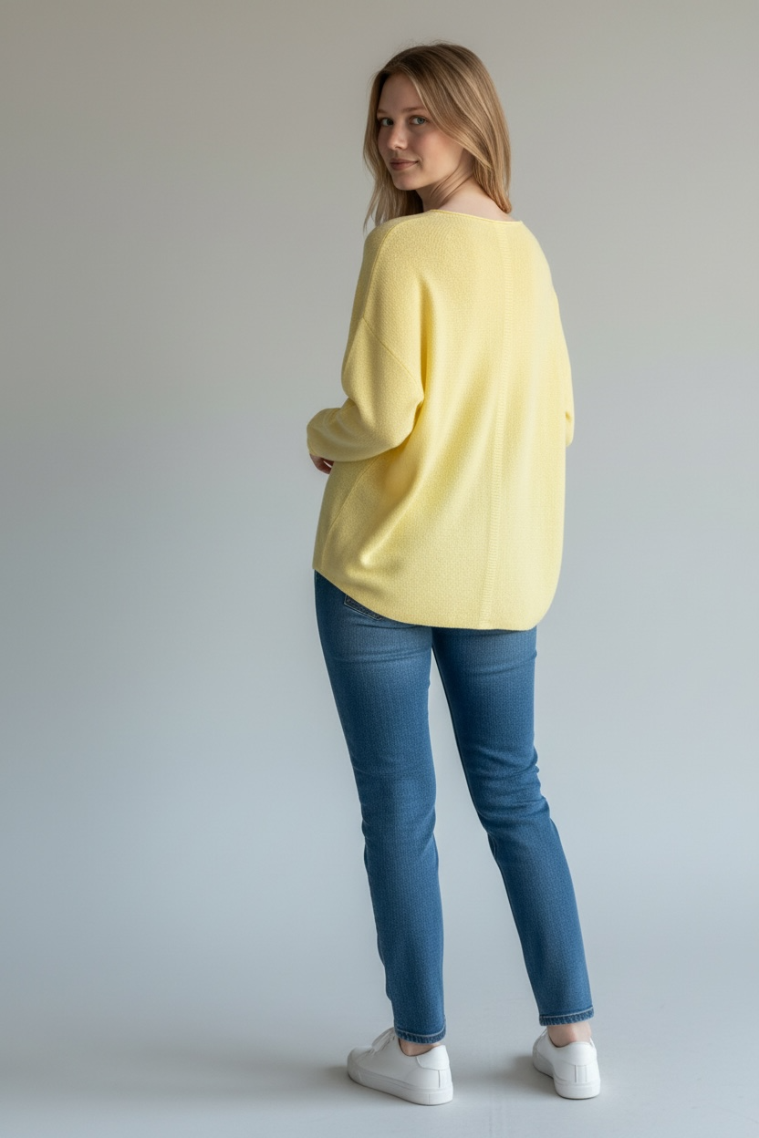 WAFFLE KNIT BACK DETAIL JUMPER