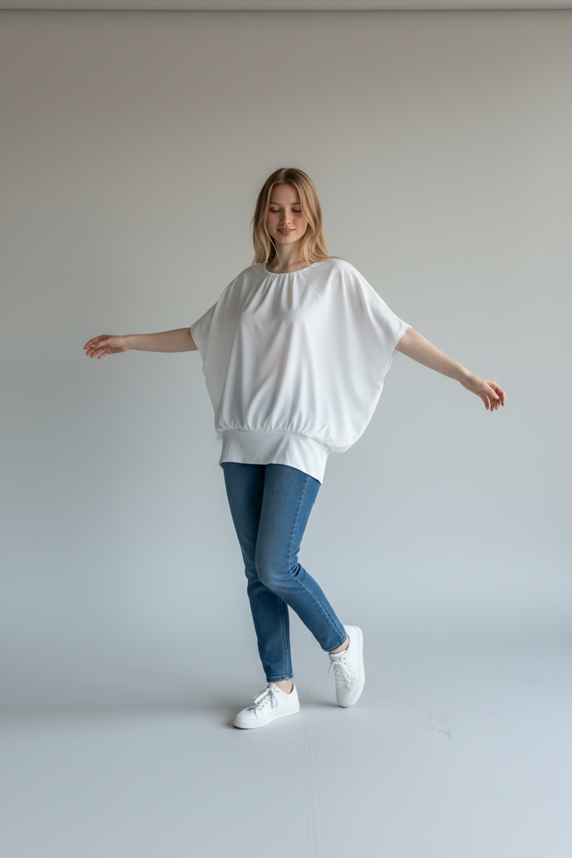 ELASTICATED NECK VISCOSE TOP