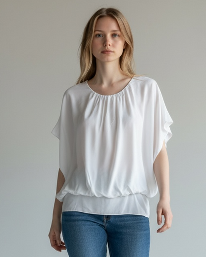 ELASTICATED NECK VISCOSE TOP