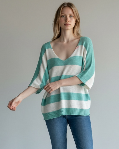 V-NECK STRIPE TOP