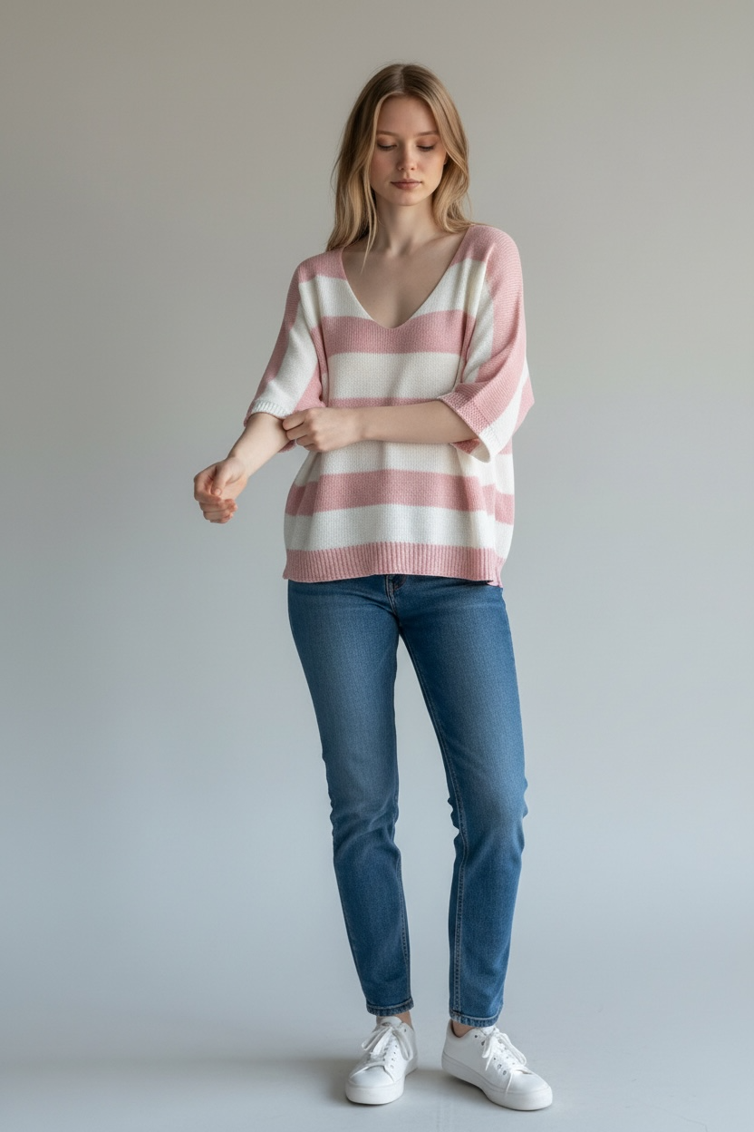V-NECK STRIPE TOP