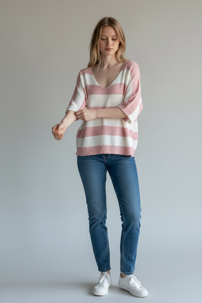 V-NECK STRIPE TOP