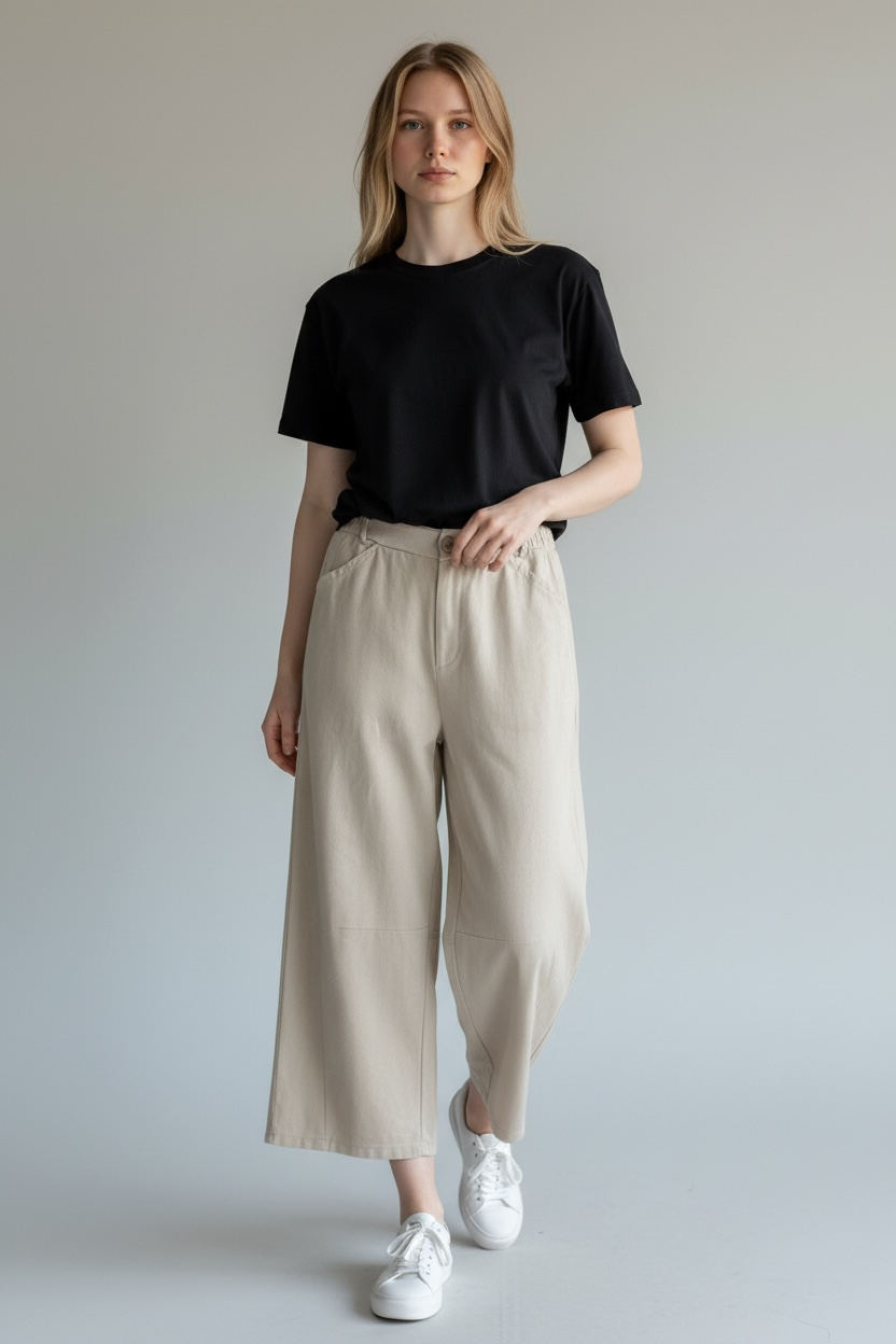 BARREL LEG COTTON TROUSER