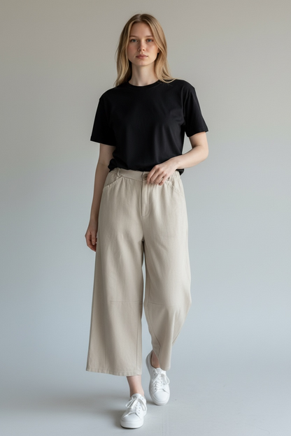 BARREL LEG COTTON TROUSER