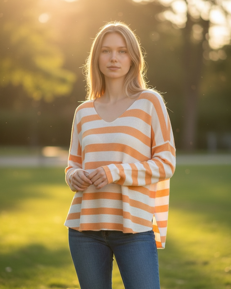 STRIPED V-NECK JUMPER
