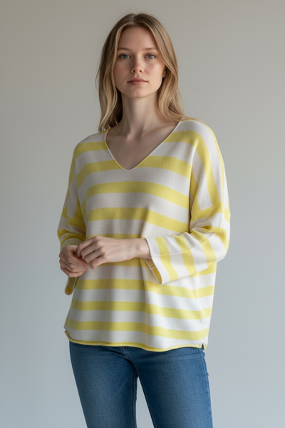 STRIPED V-NECK JUMPER