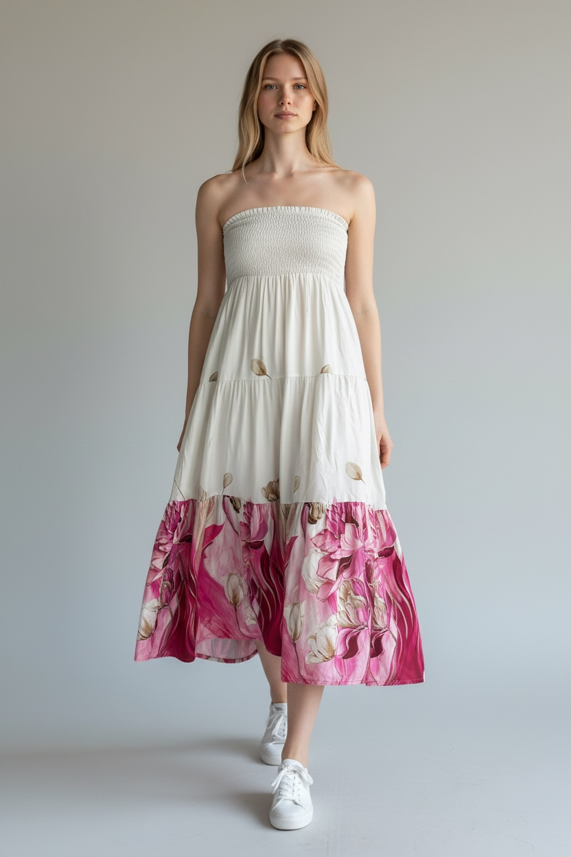 FLORAL PRINT TIERED SKIRT