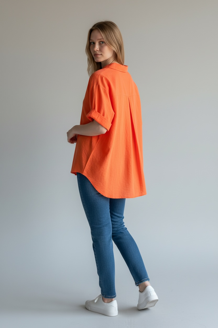 EMBOSSED FLORAL BUTTON COTTON TOP