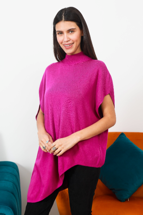 RIBBED TURTLE NECK ASYMMETRIC JUMPER