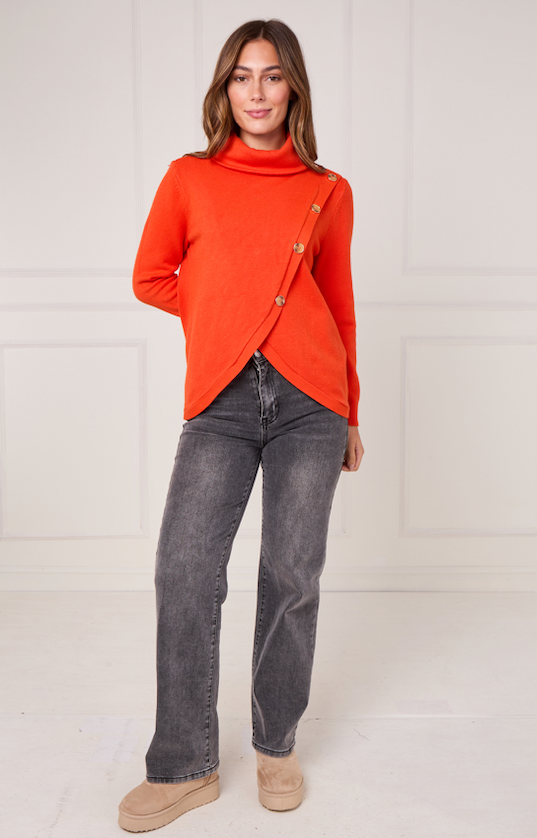 TURTLE NECK SIDE BUTTONS JUMPER
