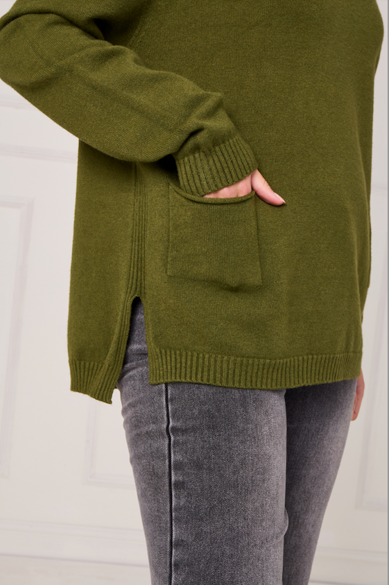 RIBBED HEM JUMPER WITH POCKETS