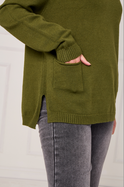 RIBBED HEM JUMPER WITH POCKETS