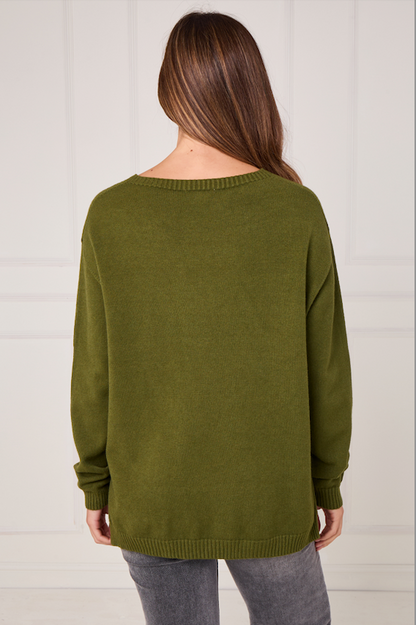 RIBBED HEM JUMPER WITH POCKETS