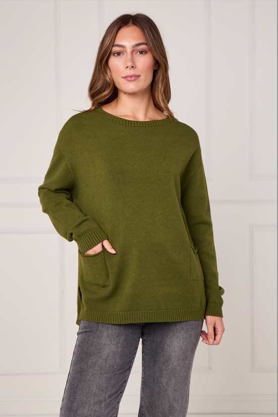 RIBBED HEM JUMPER WITH POCKETS