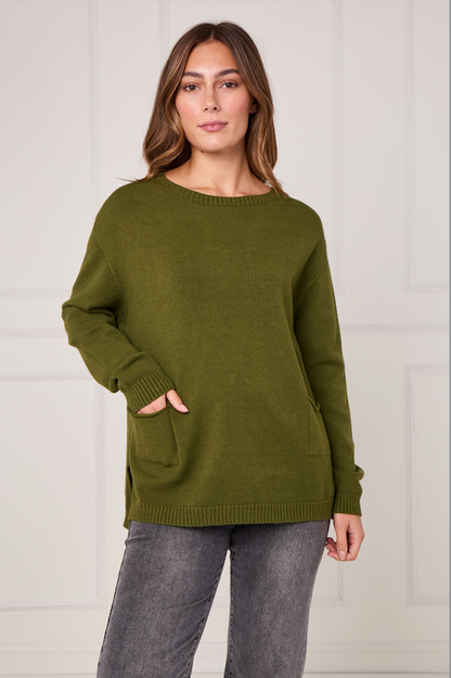 RIBBED HEM JUMPER WITH POCKETS