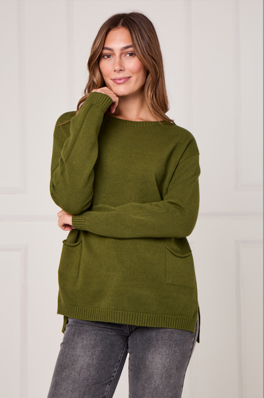 RIBBED HEM JUMPER WITH POCKETS
