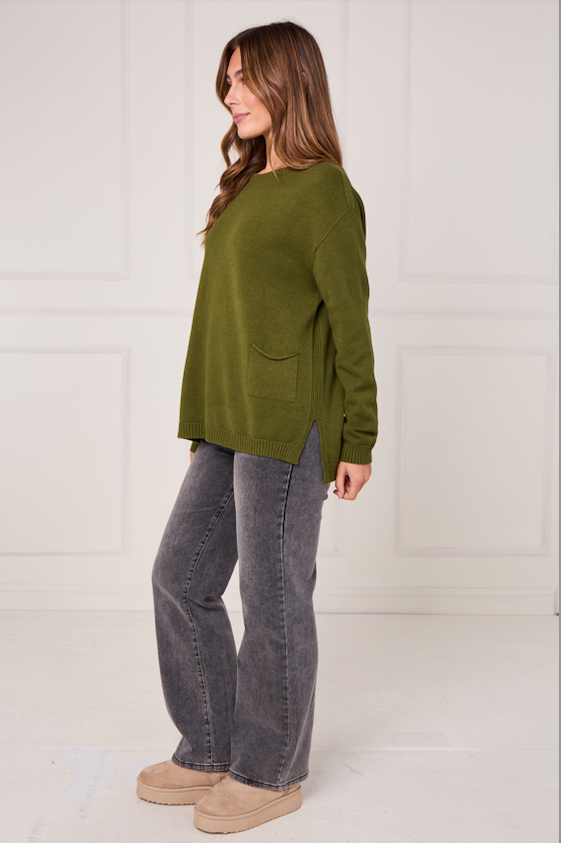 RIBBED HEM JUMPER WITH POCKETS