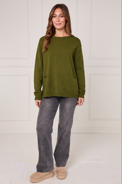 RIBBED HEM JUMPER WITH POCKETS