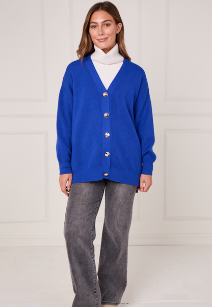 GOLD BUTTON V-NECK CARDIGAN